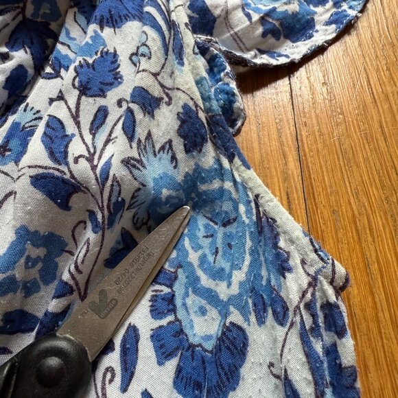 Poupette St Barth Size L Blue Floral Camila Ruffled Mini Tiered Dress - Picture 12 of 16